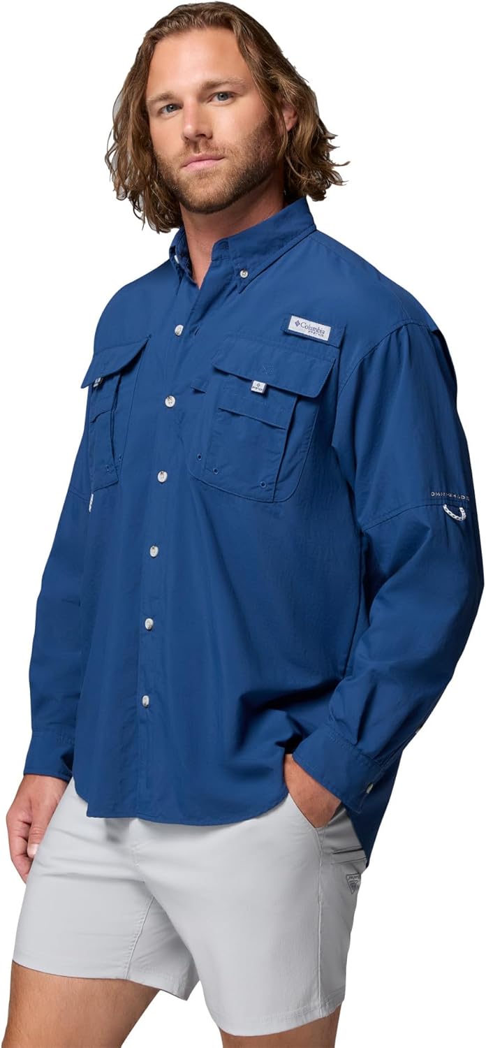 Elevate Your Outdoor Adventure with the Men's PFG Bahama II Long Sleeve Fishing Shirt in Carbon - Small Size