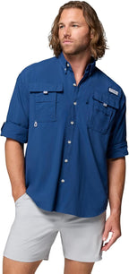 Elevate Your Outdoor Adventure with the Men's PFG Bahama II Long Sleeve Fishing Shirt in Carbon - Small Size
