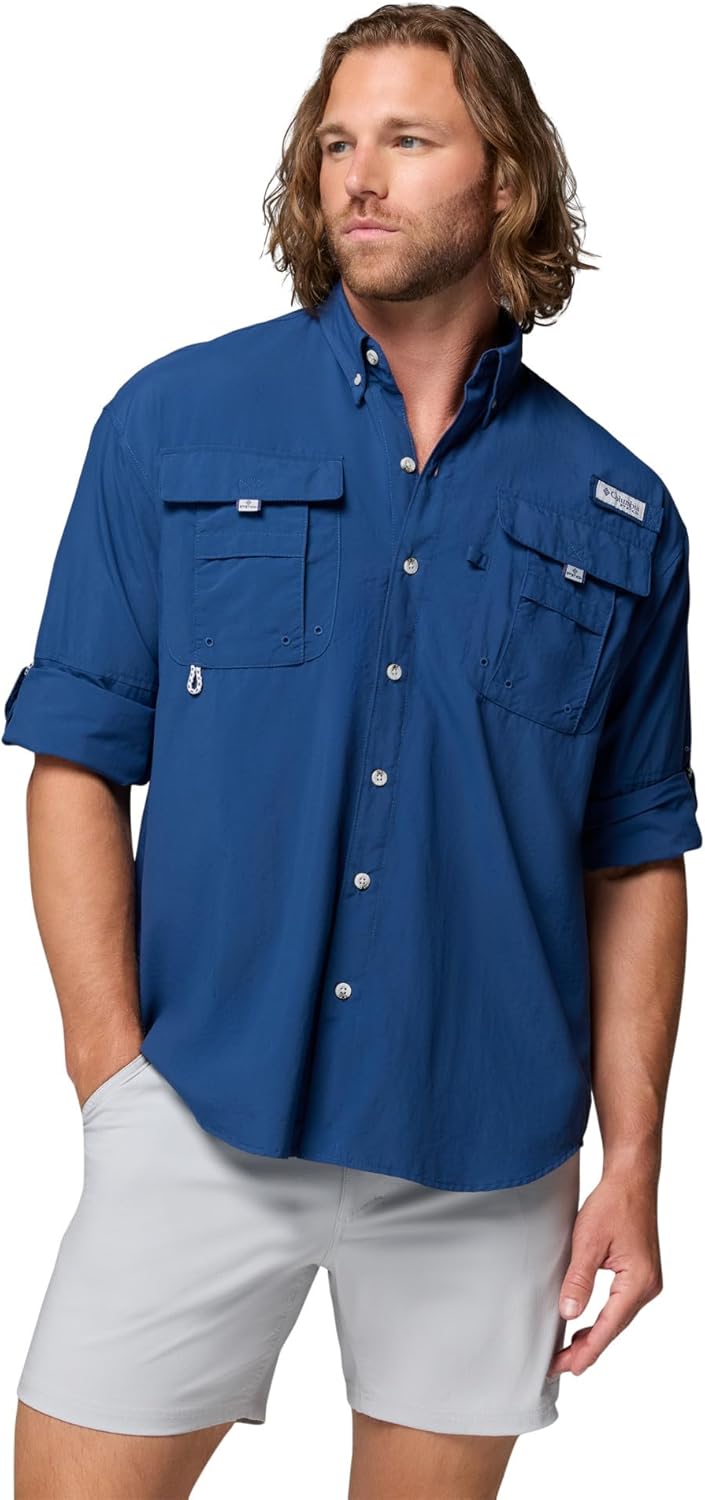 Elevate Your Outdoor Adventure with the Men's PFG Bahama II Long Sleeve Fishing Shirt in Carbon - Small Size