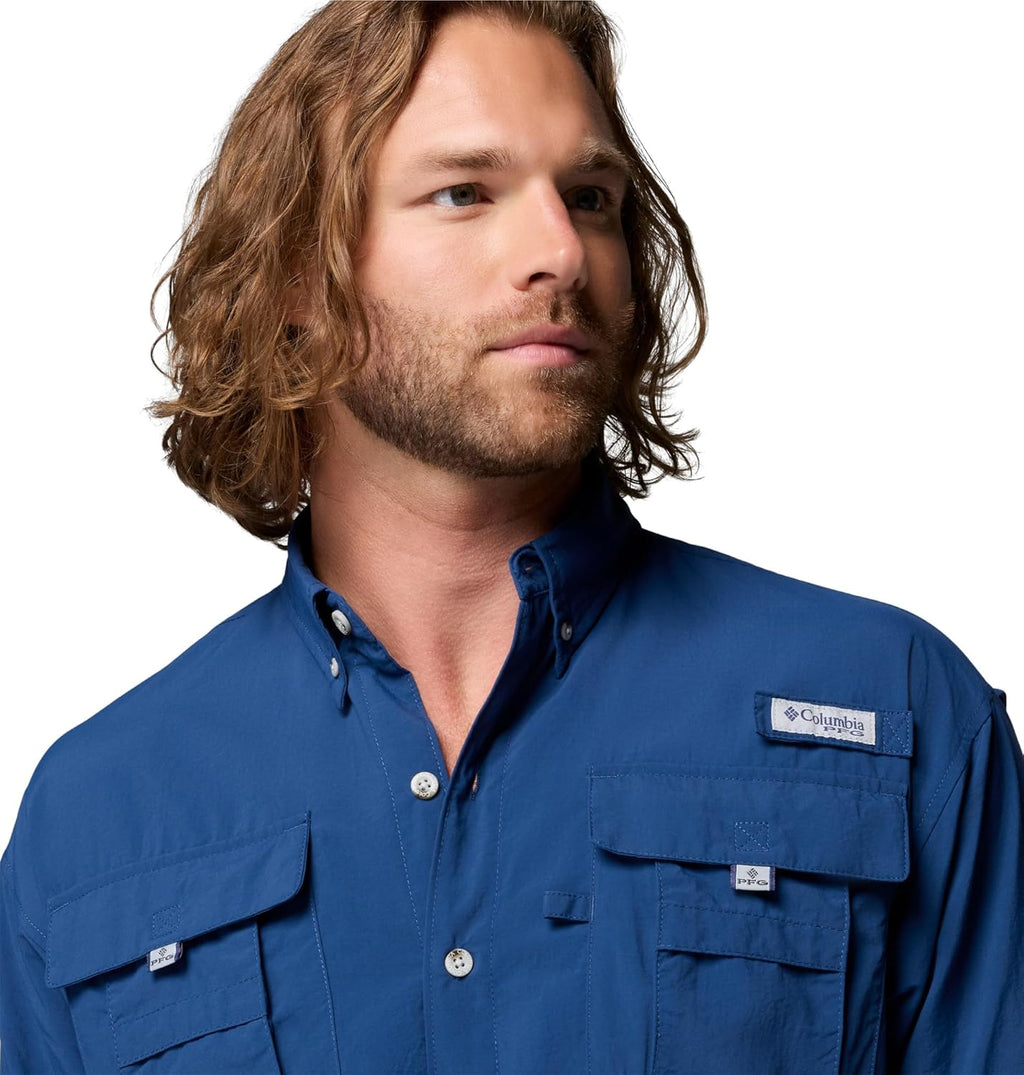 Elevate Your Outdoor Adventure with the Men's PFG Bahama II Long Sleeve Fishing Shirt in Carbon - Small Size